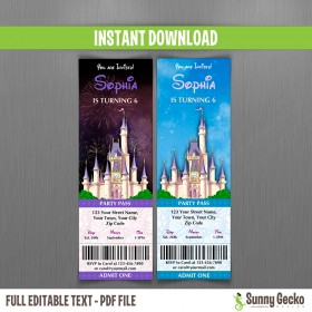 Magic Kingdom Birthday Ticket Invitations (No ears)